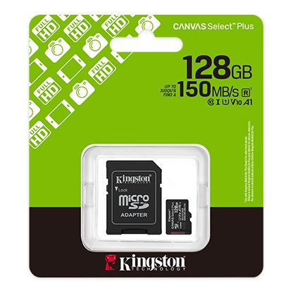 MICRO SD KINGSTON 128GB C/ADAP GEN3 150MB/S CANVAS S PLUS CL10